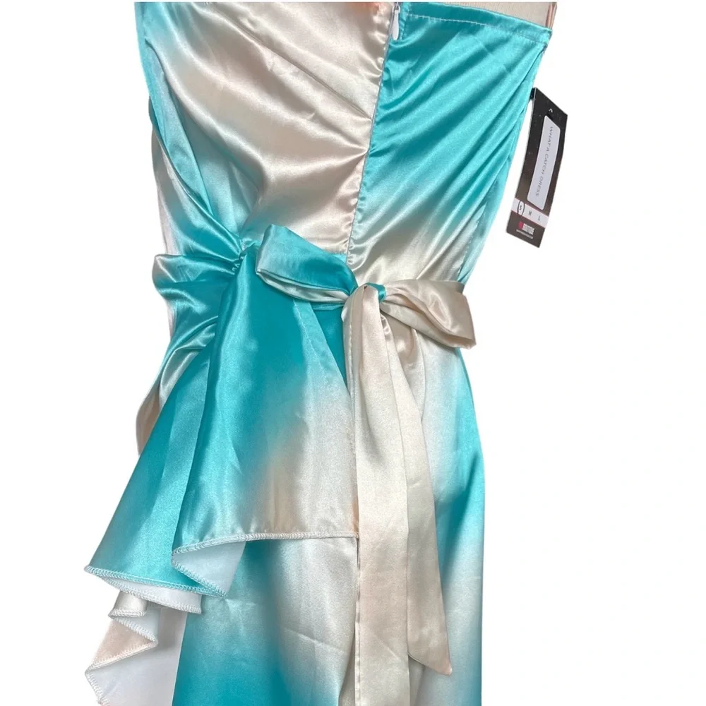 Onëleven NWT Water Color Wrap Mini Dress in Cream/Turquoise/Orange Size Small